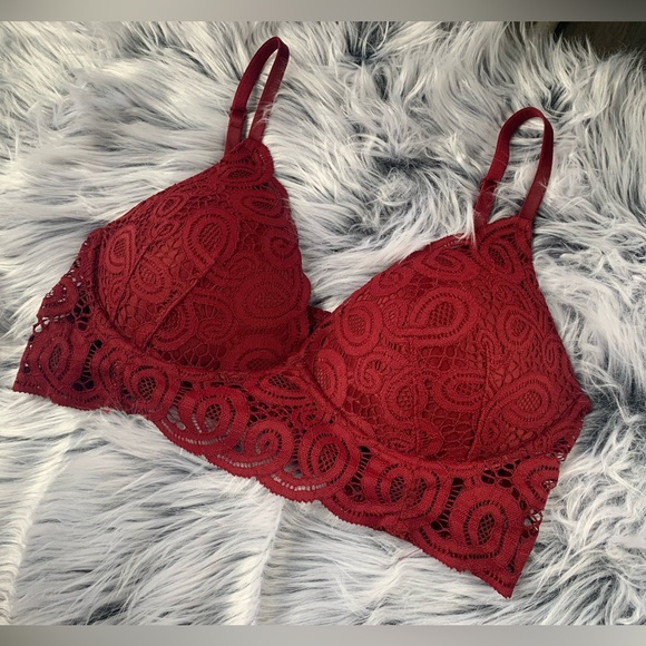 PINK Victoria's Secret Other - PINK Victoria’s Secret BURGUNDY LACE WIRELESS PUSH-UP BRALETTE medium